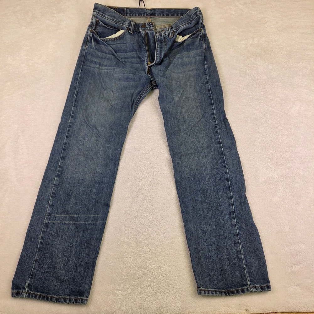 Levis 505 Regular Fit Straight Leg Blue Denim Jeans Mens 34x30 Medium Wash